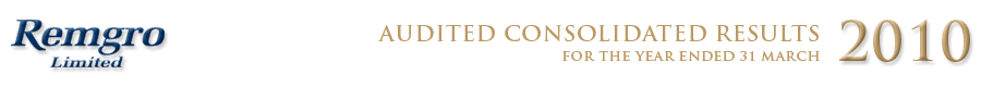Remgro Limited &ndash; 2009 Audited consolidated results
